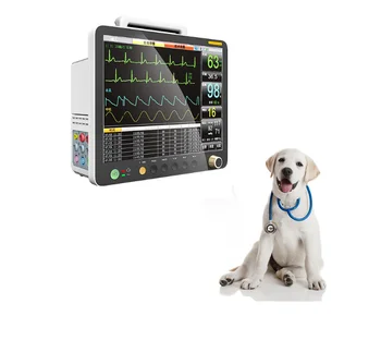15-palcový s Vysokým rozlíšením Obrazovky Veterinárnej Zvierat S Multi-parameter Na obrazovke EKG Monitor Pet Medical Home Monitor
