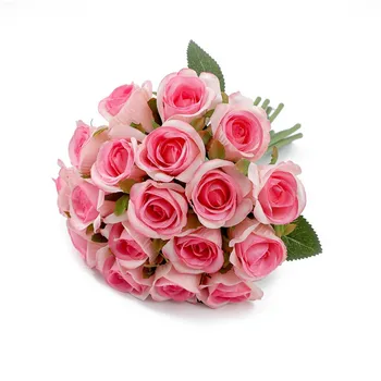 18pcs Rose Umelé Kvety, Svadobné Kytice Nevesty Falošné Ruže Kvet Záhrady, Obývacia Izba Domáce Dekorácie Príslušenstvo Skúmie Obrázok 4