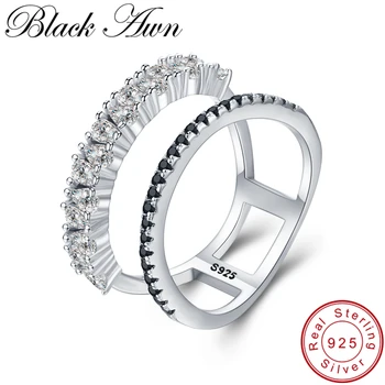 2020 Nové bijoux Trendy 925 Sterling Silver Jemné Šperky Black Spinelovou Zásnubný Prsteň pre Ženy Anillos Mujer G068 Obrázok 3