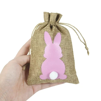 24Pcs/Set Juty Veľkonočný Zajačik Candy Bag Deti Snack Balenie Darčekové tašky Veľkonočné Dekorácie Pre Domov Narodeniny Dieťa Sprcha Dodávky Obrázok 1