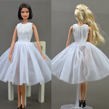 Biela Bez Rukávov Šaty Pre Bábiku Barbie Kostým Baletné Šaty Čipky Sukne Oblečenie Pre Barbie 1/6 Bábika Príslušenstvo Vianočný Darček Obrázok 1