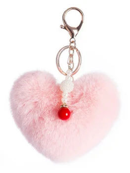 Jiangzimei 24pcs Tvorivé imitácia Rex Rabbit pearl Plyšové broskyňa srdce umelé kožušiny kľúč lásky vlasy ball bag oblečenie Prívesok Obrázok 4