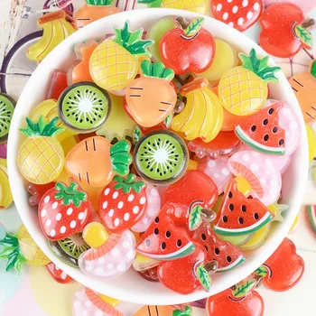 Mini Aby 20pcs Kawaii Ovocie Živice Cabochons Ornament Príslušenstvo Zdobením Scrapbooking Dievča Vlasy Klip Luk Centrum DIY