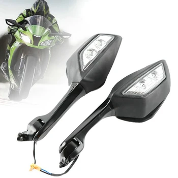 Motocykel Spätné Spätné Bočné Zrkadlá S LED Zase Signálneho Svetla Na Kawasaki Ninja ZX-10R ZX10R 2011-2015 Obrázok 3
