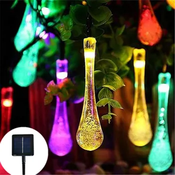 Solárne LED kvapka Vody svetlá Dovolenku String Ľahké Nepremokavé Rozprávková Záhrada Dekor Vonkajšie Led Street Veniec, Vianočné Dekorácie Obrázok 3