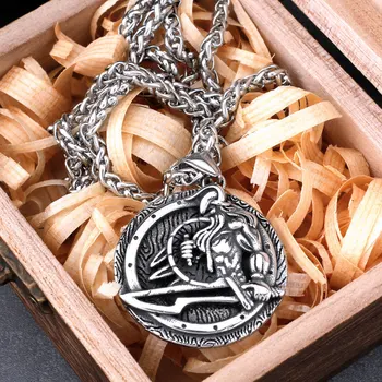 Z Nehrdzavejúcej Ocele, Viking Bojovník, Štít, Meč Náhrdelník Mužov Vintage Odin Amulet Prívesok Náhrdelník Módne Kúzlo Vysoko Kvalitné Šperky Obrázok 2