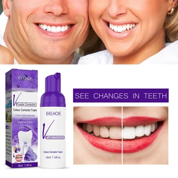 45ml V34 Fialová Tónovaný Farebné Korekcie Zubov Zubnou Pena Zuby Čistenie Ústnej Hygieny Svieži Dych Dymu Škvrna Oživiť