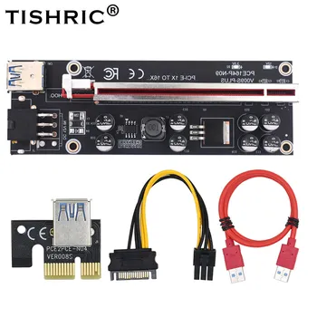 50Pcs TISHRIC VER009S PCIE Stúpačky 009s Plus Karty Adaptéra PCI Express 1X až 16X SATA, aby 6Pin Kábel USB 3.0 Pre BTC ATĎ Ťažba