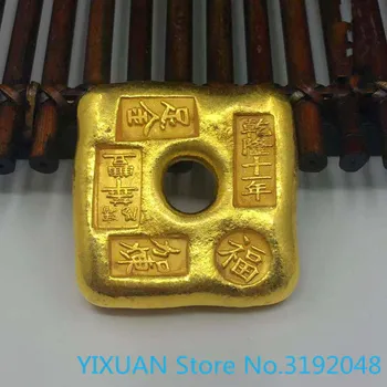 Antique gold ingot gold ingot Fulu gold ingot Qianlong Yongzheng Jiaqing gold bar gold ingot námestie gold ingot plné červené praxi