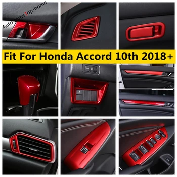Auto Príslušenstvo, Červená ABS Dvere Dekor Pásy / Gear Shift Hlavu Gombík / Vzduch sieťovej Zásuvky Otvor Kryt Výbava Pre Honda Accord 10. 2018 -2022