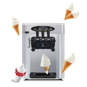 Doska z nerezovej ocele obchodné 3 soft ice cream stroj, ekologicky priateľské chladivo R410a Obrázok 0