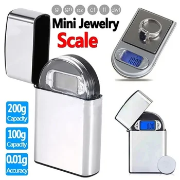 Mini Pocket Váhy Prenosné 200g 100g/0.01 g Digital High Precision Šperky Carat Led Podsvietenie Rovnováhu Gram Váženie Potravín Obrázok 0