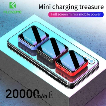 Mini Zrkadlo Power Bank 20000mAh Digitálny Displej Powerbank 10000mAh Externé Batérie Prenosné 2 USB Nabíjačka pre iPhone 14 Samsung