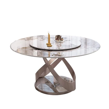 Moderný jednoduchý rock tanier okrúhly jedálenský stôl s gramofónu domácnosti high-end svetlo luxusný jedálenský stôl je veľmi jednoduché