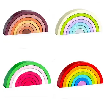 Nové Osvietenie, vnímanie Farieb Ozdoby Puzzle Rainbow Drevené Bloky