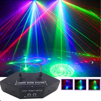 RGB 6 Šošovky Lasera Obraz Lineárneho Lúč Scan Fáze Svetlo Pre DJ Tanečné Bar Club Vianoce Domov Party Disco Efekt Svetlá Laserový Systém Zobraziť Obrázok 0