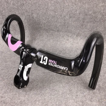Ružové logo Black CARROWTER CT UD Lesklý carbon road bike Riadidlá s 28.6 mm 400/420/440mm*90/100/110/120mm