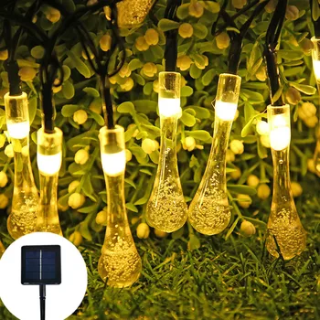 Solárne LED kvapka Vody svetlá Dovolenku String Ľahké Nepremokavé Rozprávková Záhrada Dekor Vonkajšie Led Street Veniec, Vianočné Dekorácie Obrázok 2