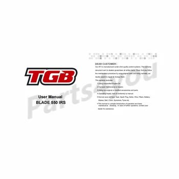 TGB Blade 550 IRS ATV Nezávislé Zadné Zavesenie Príručka pre Používateľa Vlastník Príručka Operátora Príručka v anglickom jazyku Pošlite e-mailom