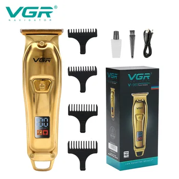 VGR 965 Hair Clipper Profesionálne Osobnej Starostlivosti Holič Zastrihávač Pre Mužov Holiaci strojček LCD Nabíjateľná Kovov Elektrické Base Salon V965