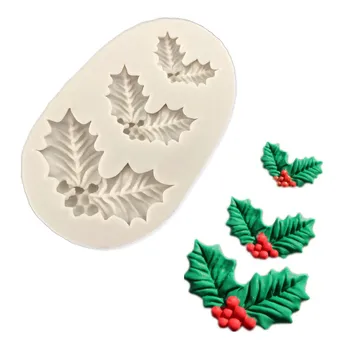 Vianočné Holly Leaf Dekoratívne Fondant Tortu Silikónové Formy Čokoládové Cukrovinky Plesne Cookie Pečivo Plesne DIY Pečenie Nástroj Pohodlné