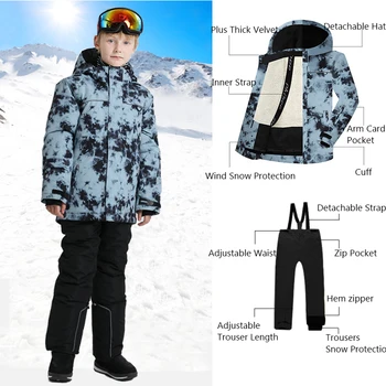 Zimné Oblečenie detské Lyžiarske Odevy Chlapčenské Bundy, Snowboard Bundy Nohavice Fleece teplý Detský Lyžiarsky Set Vetru Nepremokavá